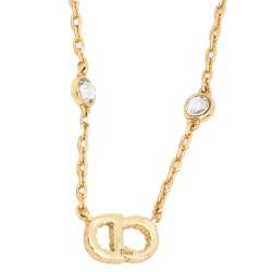 Pre Owned Dior Gold Tone Faux Pearls & Crystals Clair D Lune Necklace