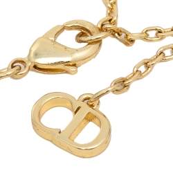 Pre Owned Dior Gold Tone Faux Pearls & Crystals Clair D Lune Necklace