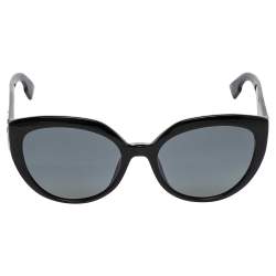 Pre Owned Dior Black DDiorF Oversized Logo Cat Eye Sunglasses 