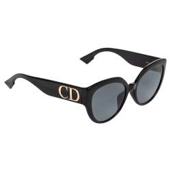 Pre Owned Dior Black DDiorF Oversized Logo Cat Eye Sunglasses 