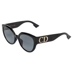 Pre Owned Dior Black DDiorF Oversized Logo Cat Eye Sunglasses 