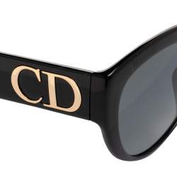 Pre Owned Dior Black DDiorF Oversized Logo Cat Eye Sunglasses 