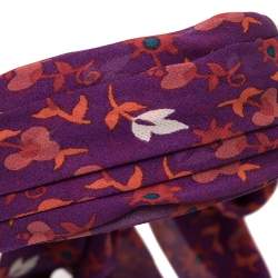 Pre Owned Dior Purpl Floral Print Silk Tie Detail Head Band