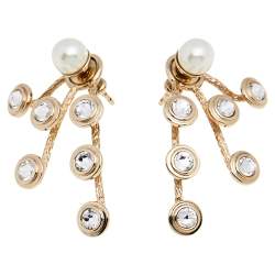 Dior Mise En Dior Faux Pearl Crystal Gold Tone Earrings