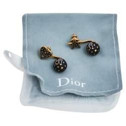 مملوكة مسبقًا Dior Aged Gold Tone Heart & Star Drop Earrings