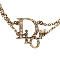 Pre Owned Dior Gold Tone Crystal Oblique Bracelet