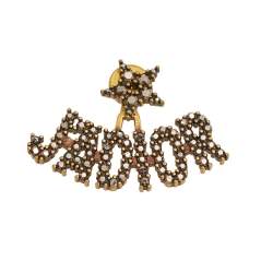 Pre Owned Dior Aged Gold Tone J'adior & Bee Crystal Embellished Asymmetrical Earrings