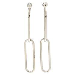 Pre Owned Dior Silver Tone Paper Clip Drop Earrings