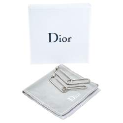 Pre Owned Dior Silver Tone Paper Clip Drop Earrings