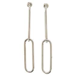 Pre Owned Dior Silver Tone Paper Clip Drop Earrings
