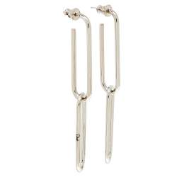Pre Owned Dior Silver Tone Paper Clip Drop Earrings