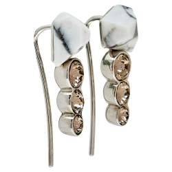 Pre Owned Dior Howlite & Crystal Climber Earrings