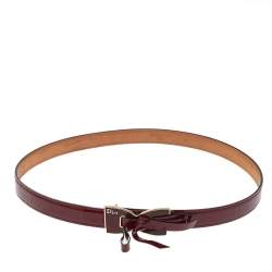 Pre Owned Dior Red Patent Leather Bow Belt 85cm