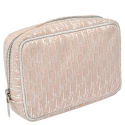 Dior Pink/White Oblique Canvas Cosmetic Pouch