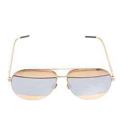 Pre Owned Dior Gold/Grey Acetate DiorSplit1 Mirror Aviator Sunglasses