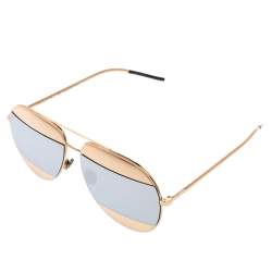 Pre Owned Dior Gold/Grey Acetate DiorSplit1 Mirror Aviator Sunglasses