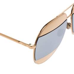 Pre Owned Dior Gold/Grey Acetate DiorSplit1 Mirror Aviator Sunglasses