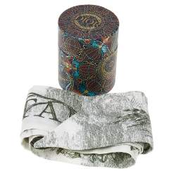 Pre Owned Dior White & Green ABCDior B 'Botanique' Mitzah Silk Bandeau Scarf