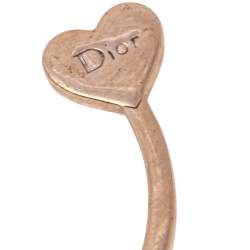 Pre Owned أقراط حلقات ديور معدن ذهبي اللون قفل قلب مرصع كريستال