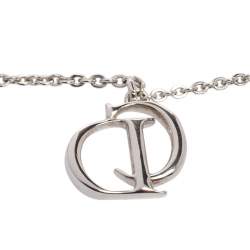 مملوكة مسبقًا Dior Silver Tone Crystal CD Pendant Necklace