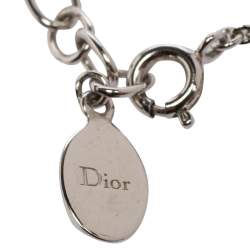 مملوكة مسبقًا Dior Silver Tone Crystal CD Pendant Necklace