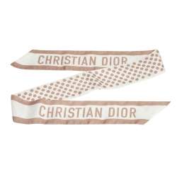 مملوكة مسبقًا وشاح ديور حرير تنقيط بولكا بيج وكريمي