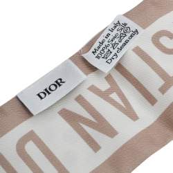 مملوكة مسبقًا وشاح ديور حرير تنقيط بولكا بيج وكريمي