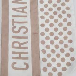 مملوكة مسبقًا وشاح ديور حرير تنقيط بولكا بيج وكريمي