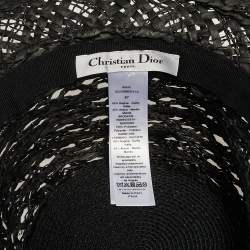 Pre Owned Dior Dark Grey Woven Jardin Raffia Hat