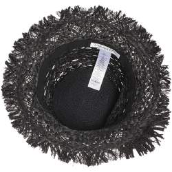 Pre Owned Dior Dark Grey Woven Jardin Raffia Hat