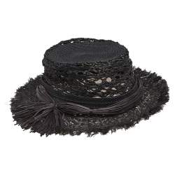 Pre Owned Dior Dark Grey Woven Jardin Raffia Hat