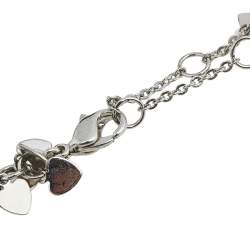 Pre Owned Dior Silver Tone Multi Heart Charms Necklace