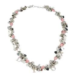 Pre Owned Dior Silver Tone Multi Heart Charms Necklace