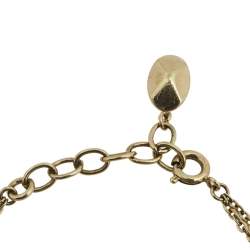 Pre Owned Dior Gold Tone Crystal Oblique Charm Bracelet 