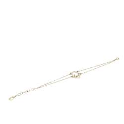 Pre Owned Dior Gold Tone Crystal Oblique Charm Bracelet 
