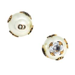 مملوكة مسبقًا Dior Mise En Dior Tribal Bee Faux Pearl & Crystal Asymmetric Stud Earrings