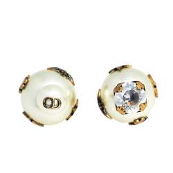 مملوكة مسبقًا Dior Mise En Dior Tribal Bee Faux Pearl & Crystal Asymmetric Stud Earrings