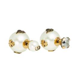 مملوكة مسبقًا Dior Mise En Dior Tribal Bee Faux Pearl & Crystal Asymmetric Stud Earrings