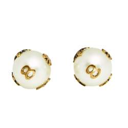 مملوكة مسبقًا Dior Mise En Dior Tribal Bee Faux Pearl & Crystal Asymmetric Stud Earrings