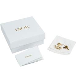 Pre Owned Dior J'Adior Aged Gold Tone Bee Asymmetric Earrings