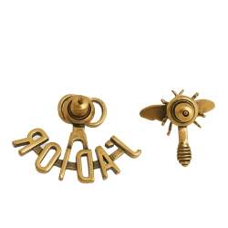 Pre Owned Dior J'Adior Aged Gold Tone Bee Asymmetric Earrings