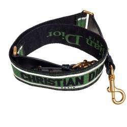 Pre Owned Dior Green/Black Logo Embroidered Canvas Book Shoulder Strap