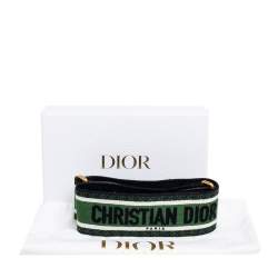 Pre Owned Dior Green/Black Logo Embroidered Canvas Book Shoulder Strap