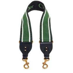 Pre Owned Dior Green/Black Logo Embroidered Canvas Book Shoulder Strap