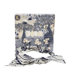 Pre Owned Christian Dior Navy Blue Toile De Jouy Printed Wired Headband