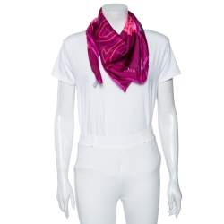 Christian Dior Pink Printed Silk Square Scarf