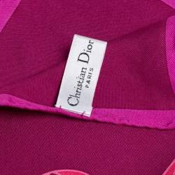 Christian Dior Pink Printed Silk Square Scarf
