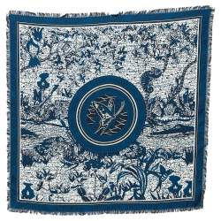 مملوكة مسبقًا وشاح ديور تويل حرير كارنيفورا شمع أزرق كحلي مربع 