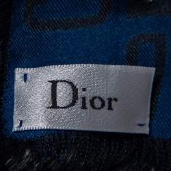 مملوكة مسبقًا وشاح ديور تويل حرير كارنيفورا شمع أزرق كحلي مربع 