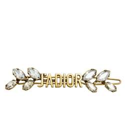Pre Owned Dior J'Adior Crystals Gold Tone Metal Pin